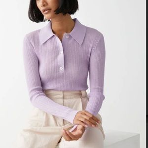 &other stories Sheer Fitted Polo Top New